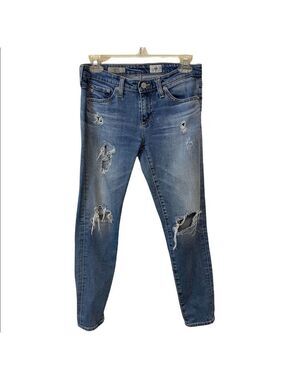 AG The Stilt Cigarette Leg Destroyed Distressed Denim Jeans 25 R
